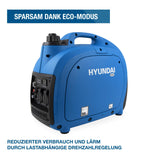 HYUNDAI Inverter Stromgenerator HY2300Si D, Stromerzeuger mit 2.2 kW max. Leistung, Benzin Notstromaggregat, leise, leicht und sparsam