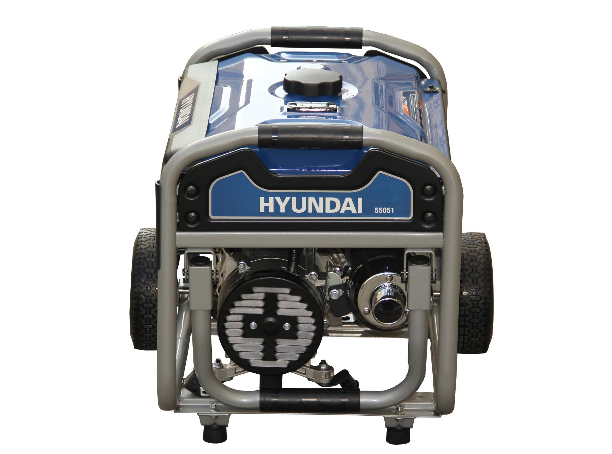 HYUNDAI Benzin Generator BG55051, Stromerzeuger mit 7PS Motor und 3.0kW max. Leistung, Handstart, Notstromaggregat für Baustellen mit 2 x 230V Anschlüssen, Stromgenerator, Stromaggregat